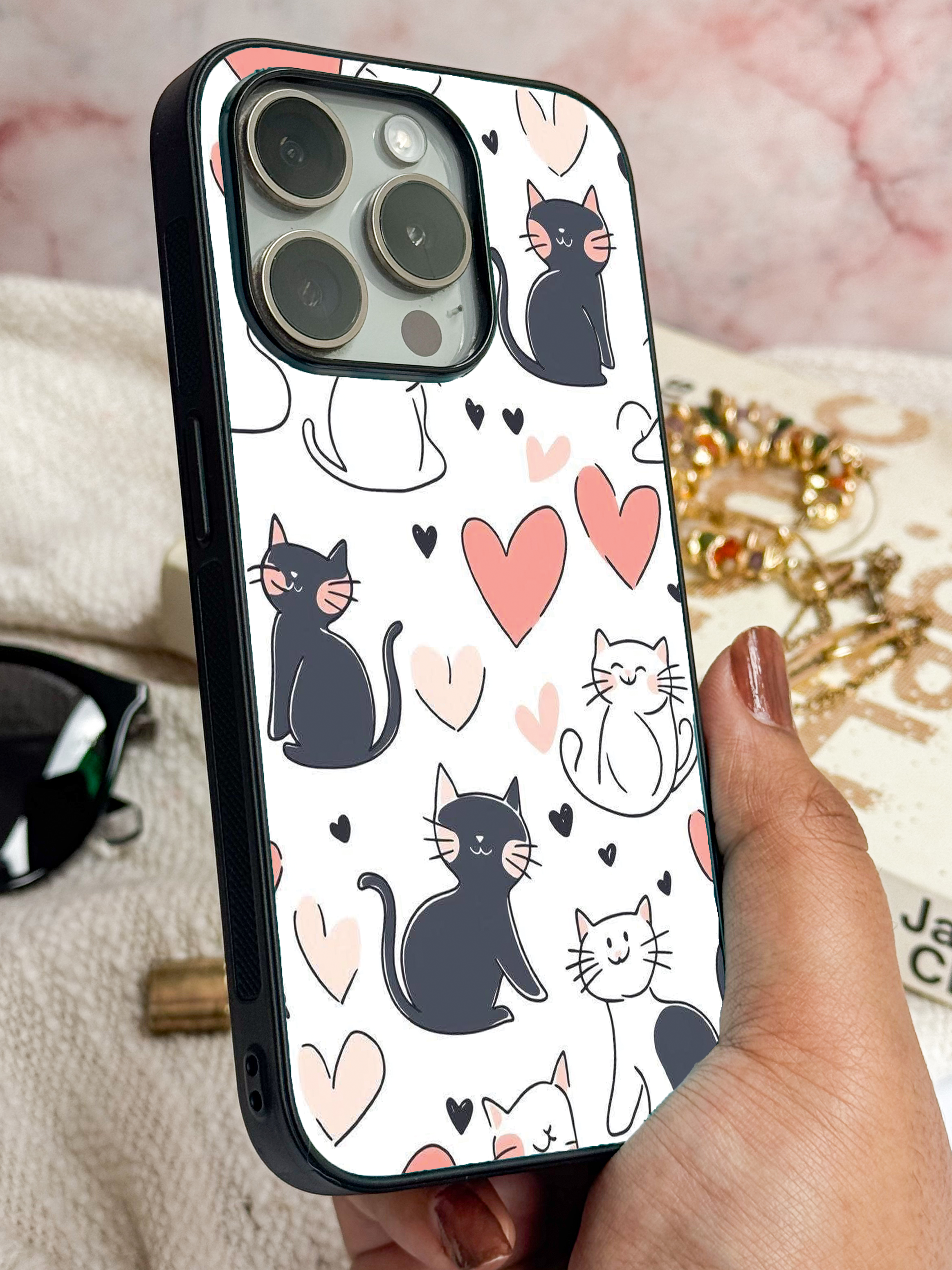 Meowgical Hearts iPhone Covers (11–16) Series | Cute Design