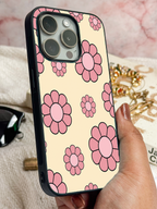 Pink Bloom Pop Printed Glass Back iPhone Covers (11–16) Series | Cute Designs