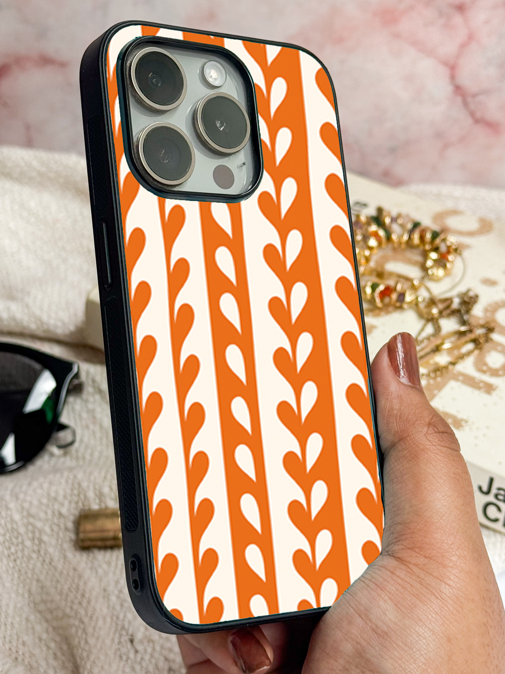 Terra Stripes Printed Glass Back iPhone Covers (11–16) Series | Aesthetic Designs
