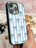 Ribbon Stripes Printed Glass Back iPhone Covers (11–16) Series | Cute Design