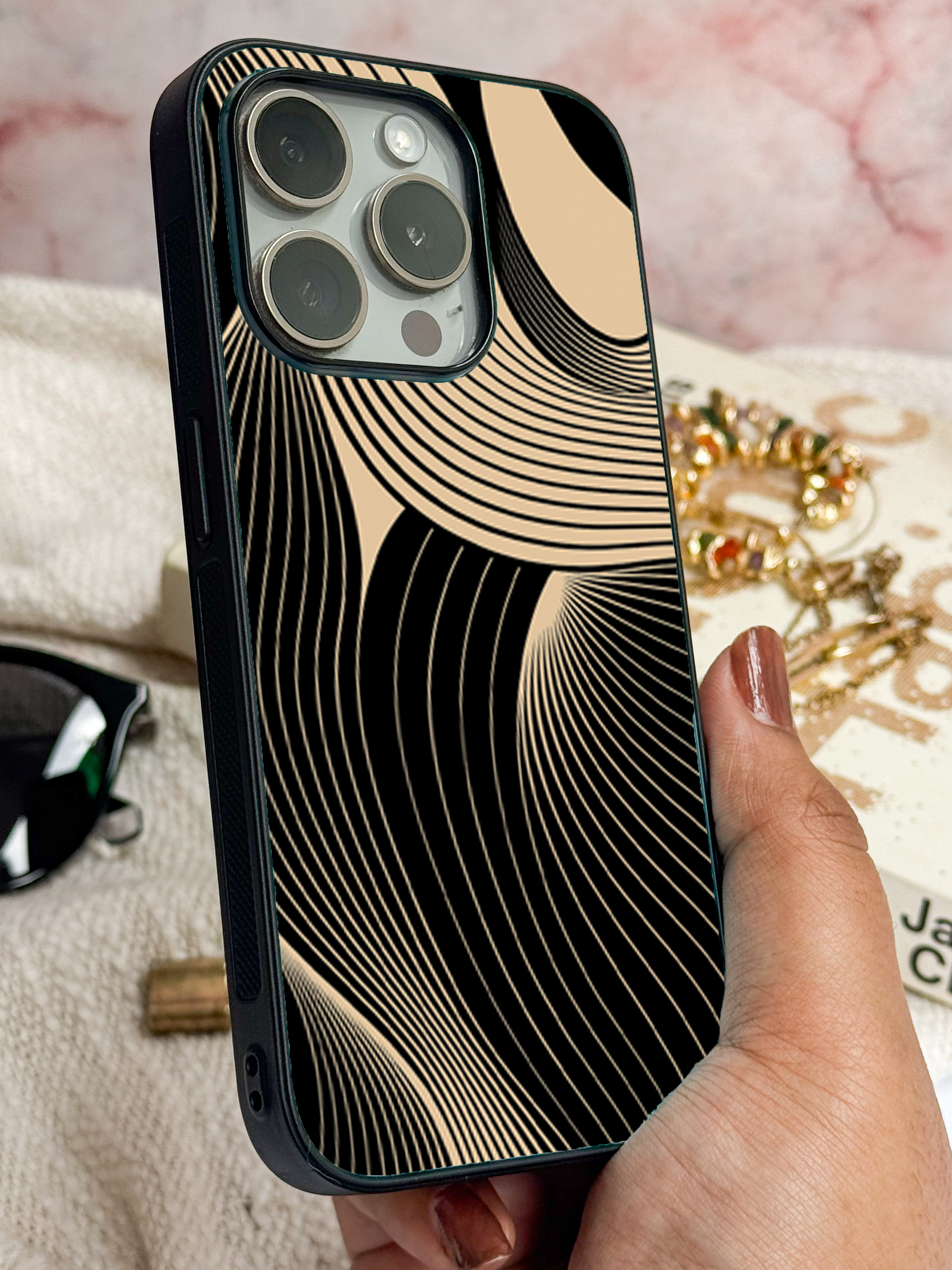 Heart Sprinkle Printed Glass Back iPhone Covers (11–16) Series | Aesthetic Designs