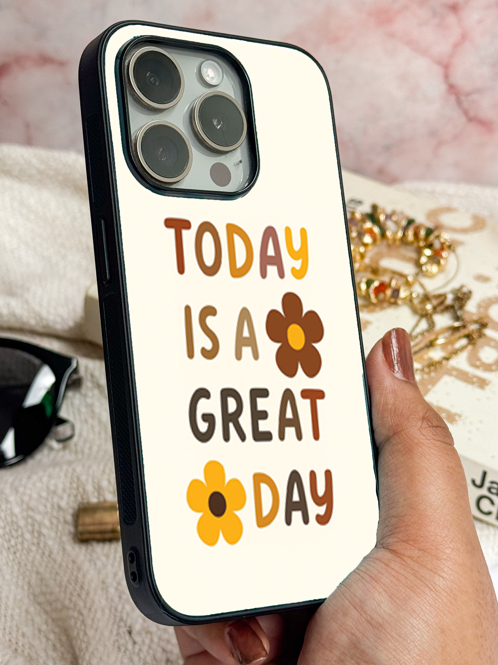 Great Day Printed Glass Back iPhone Covers (11–16) Series | Cute Designs