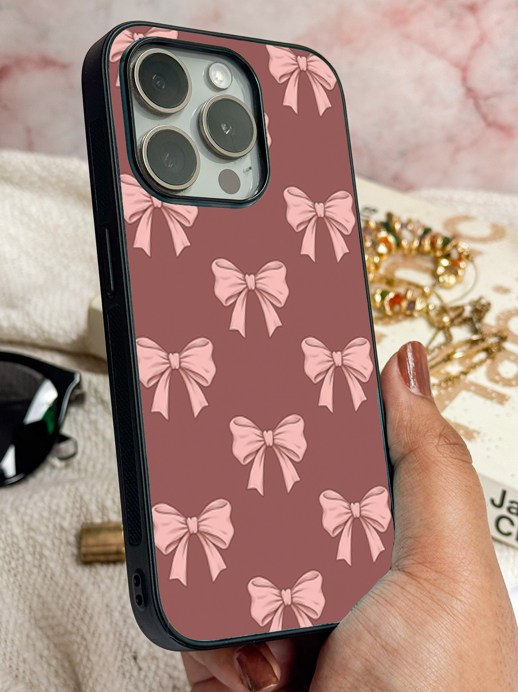 Girly Grace Printed Glass Back iPhone Covers (11–16) Series | Cute Designs