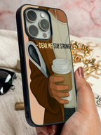 Coffee & Courage Printed Glass Back iPhone Covers (11–16) Series | Aesthetic Designs