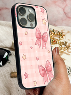 Kawaii Bow  Printed Glass Back iPhone Covers (11–16) Series |Cute Design