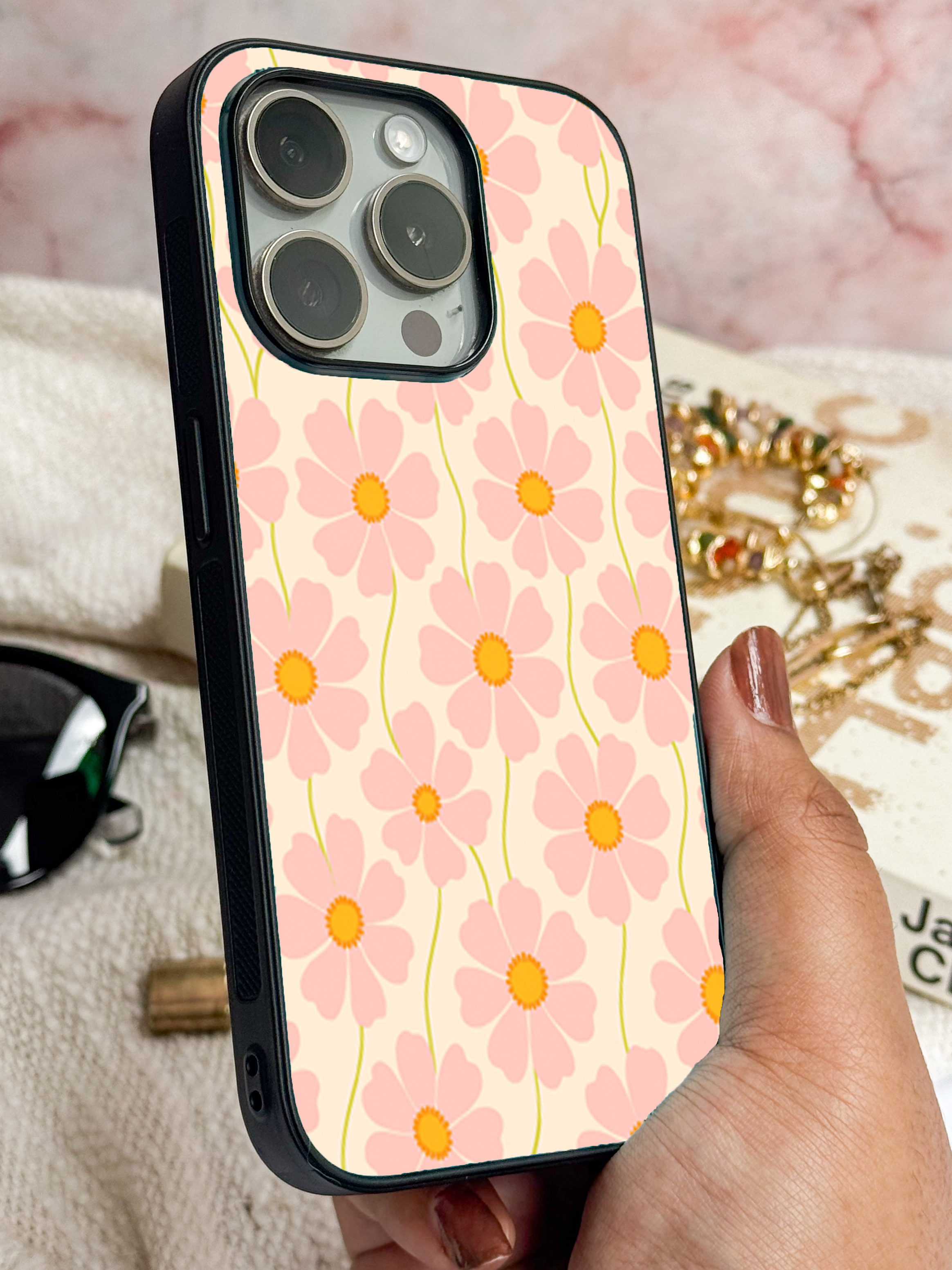 Blossom Glow Printed Glass Back iPhone Covers (11–16) Series | Aesthetic Design