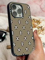 Taupe Flora Printed Glass Back iPhone Covers (11–16) Series | Aesthetic Designs
