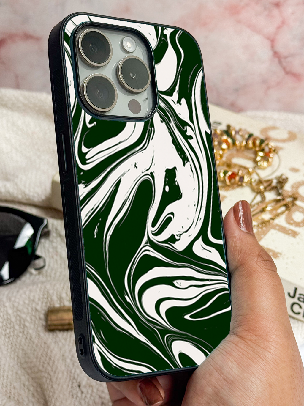 Dark Waves Printed Glass Back iPhone Covers (11–16) Series | Aesthetic Design