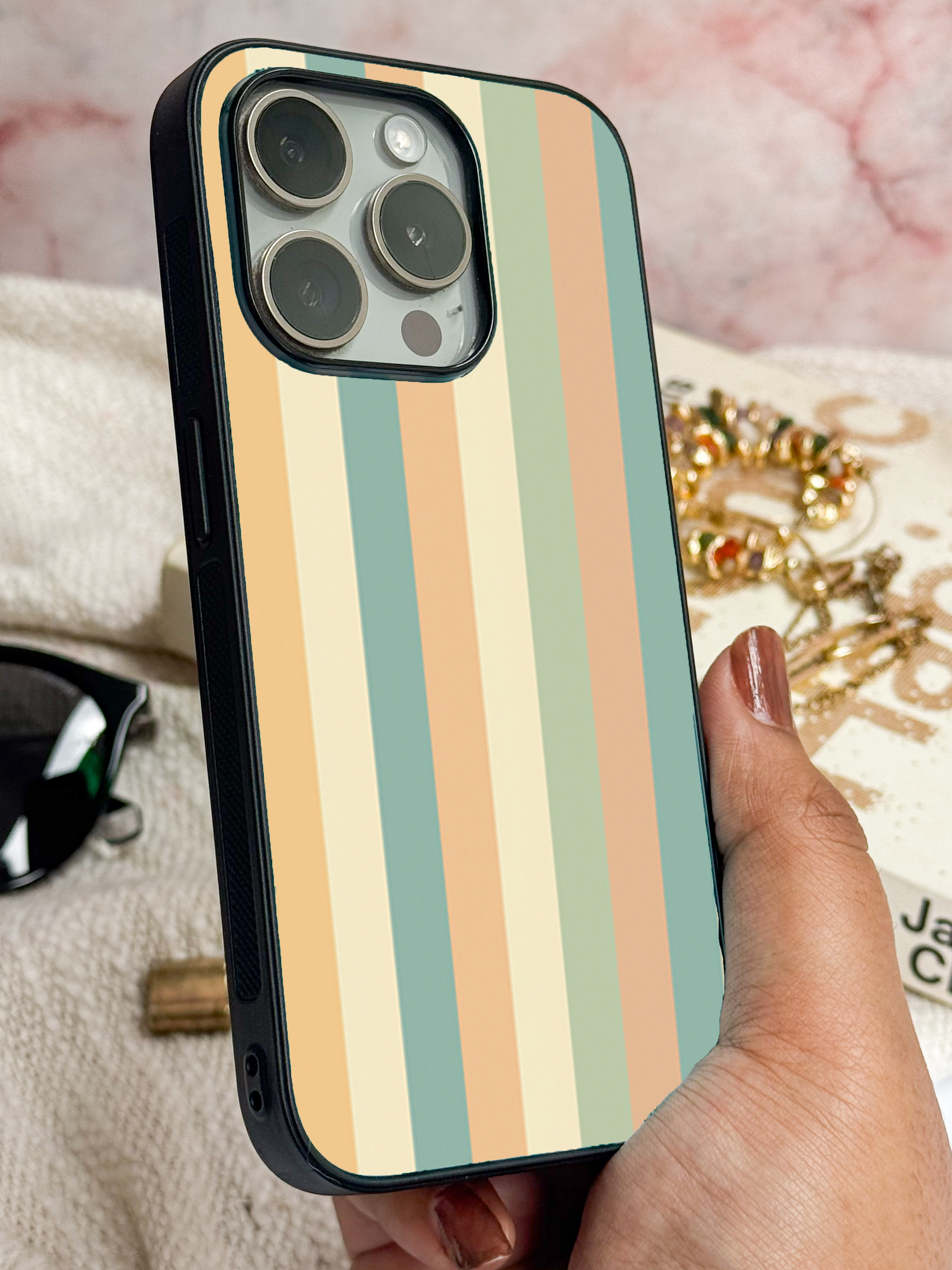 Pastel Waves Printed Glass Back iPhone Covers (11–16) Series | Aesthetic Designs