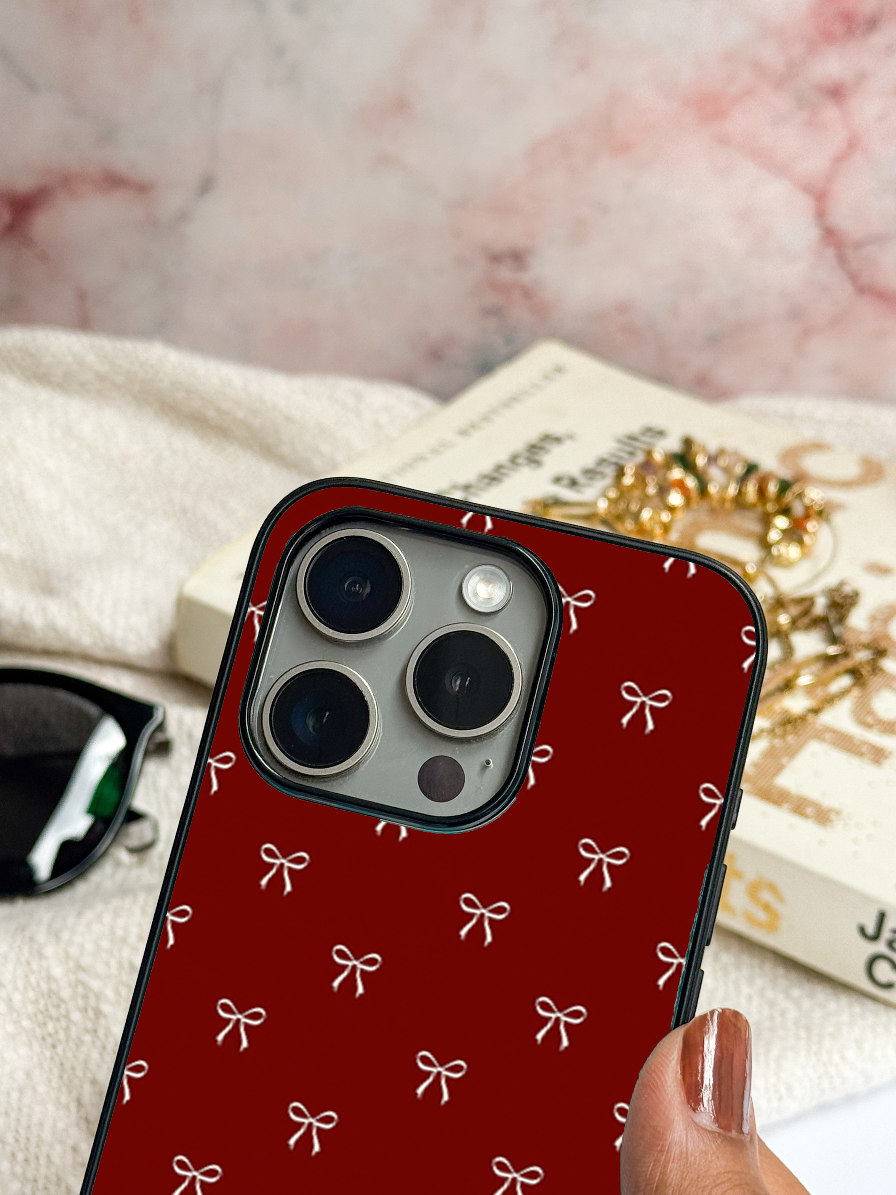 Cute & Quirky Velvet Bow iPhone Covers (11–16) Series
