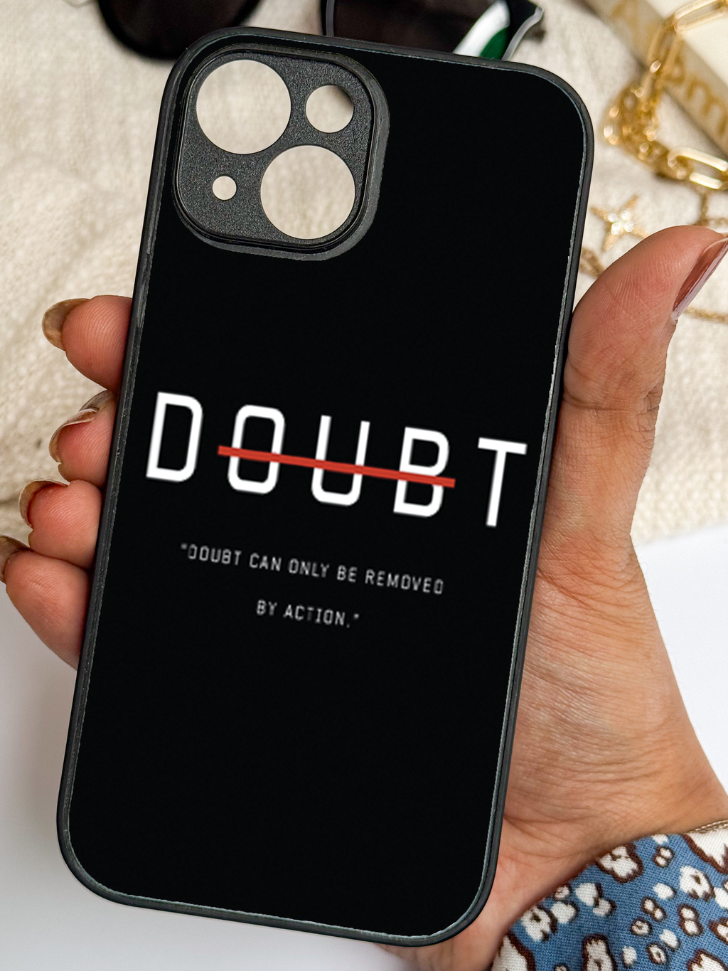 Erase Doubt Printed Glass Back iPhone Covers (11–16) Series | Aesthetic Designs