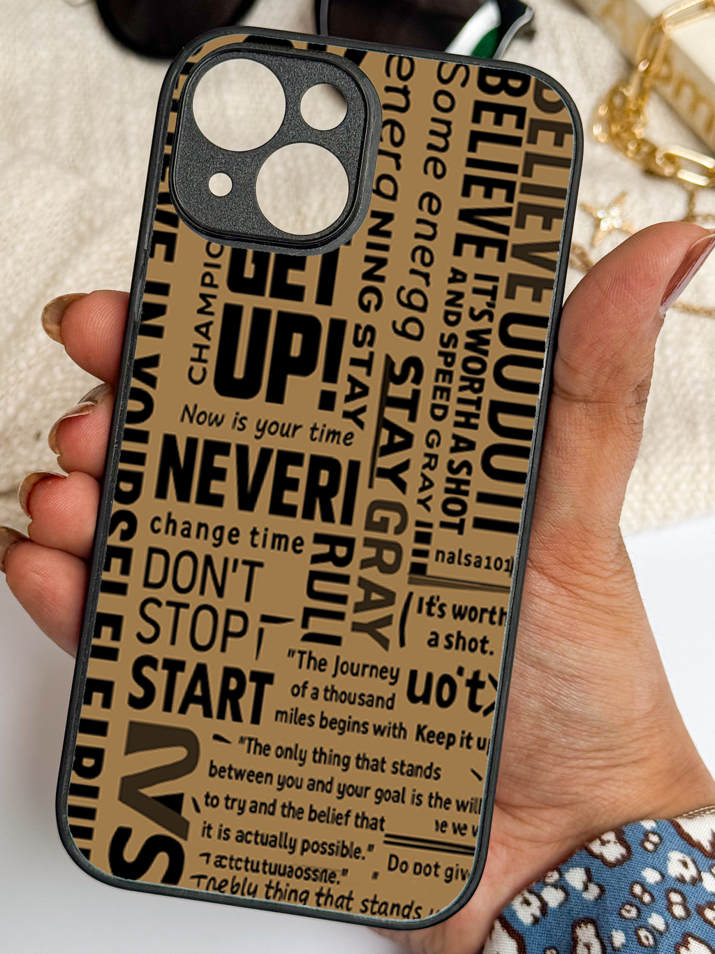 Never Stop Printed Glass Back iPhone Covers (11–16) Series | Aesthetic Designs