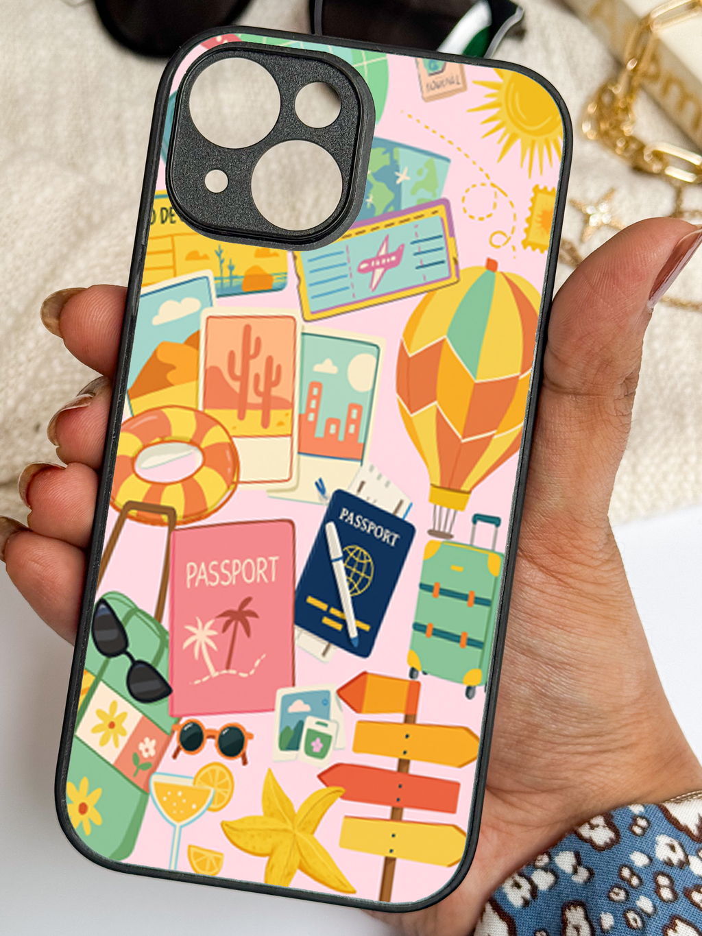 Vacay Vibes Printed Glass Back iPhone Covers (11–16) Series | Aesthetic Designs