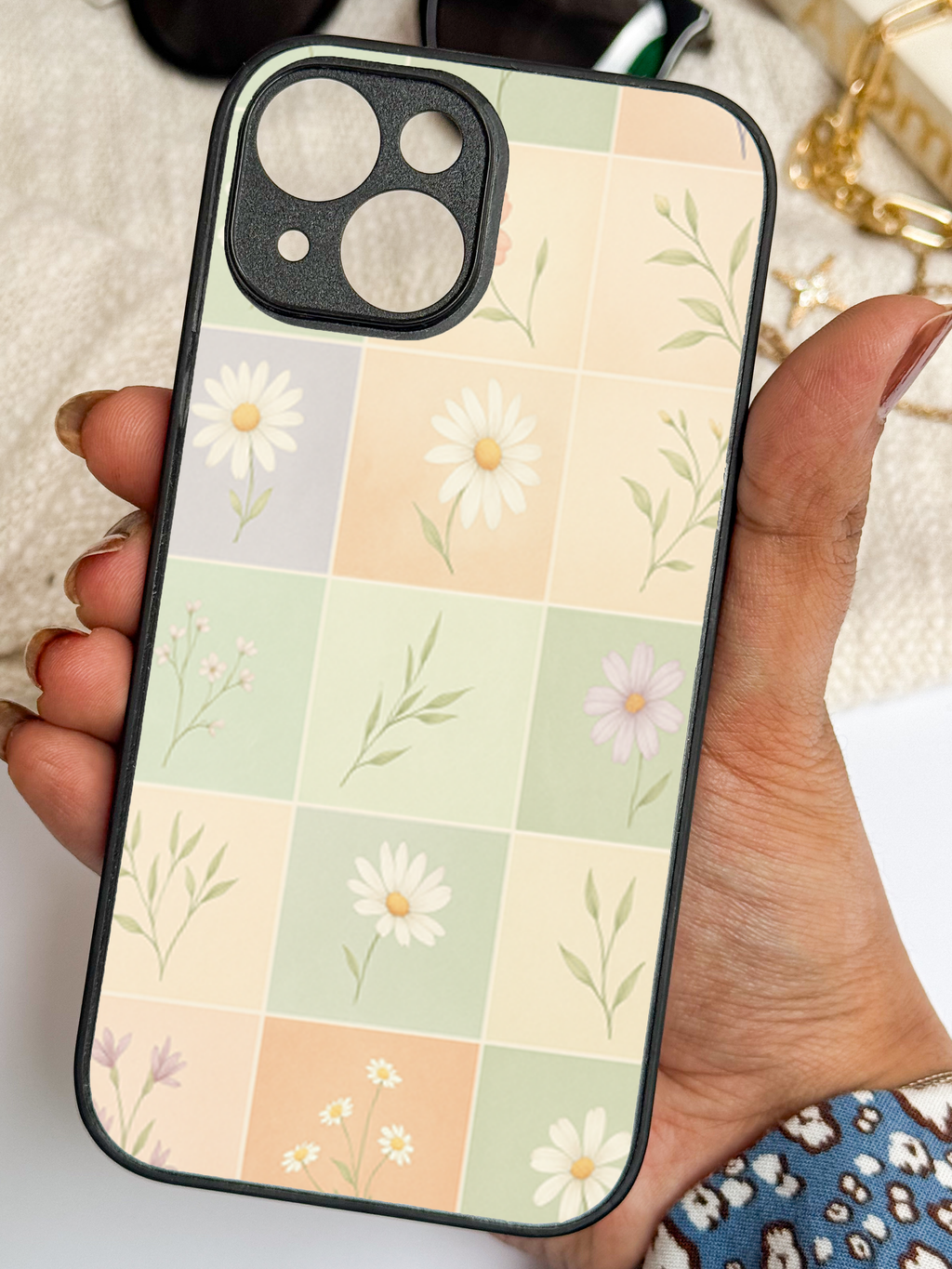 Pastel Tiles Printed Glass Back iPhone Covers (11–16) Series | Aesthetic Designs