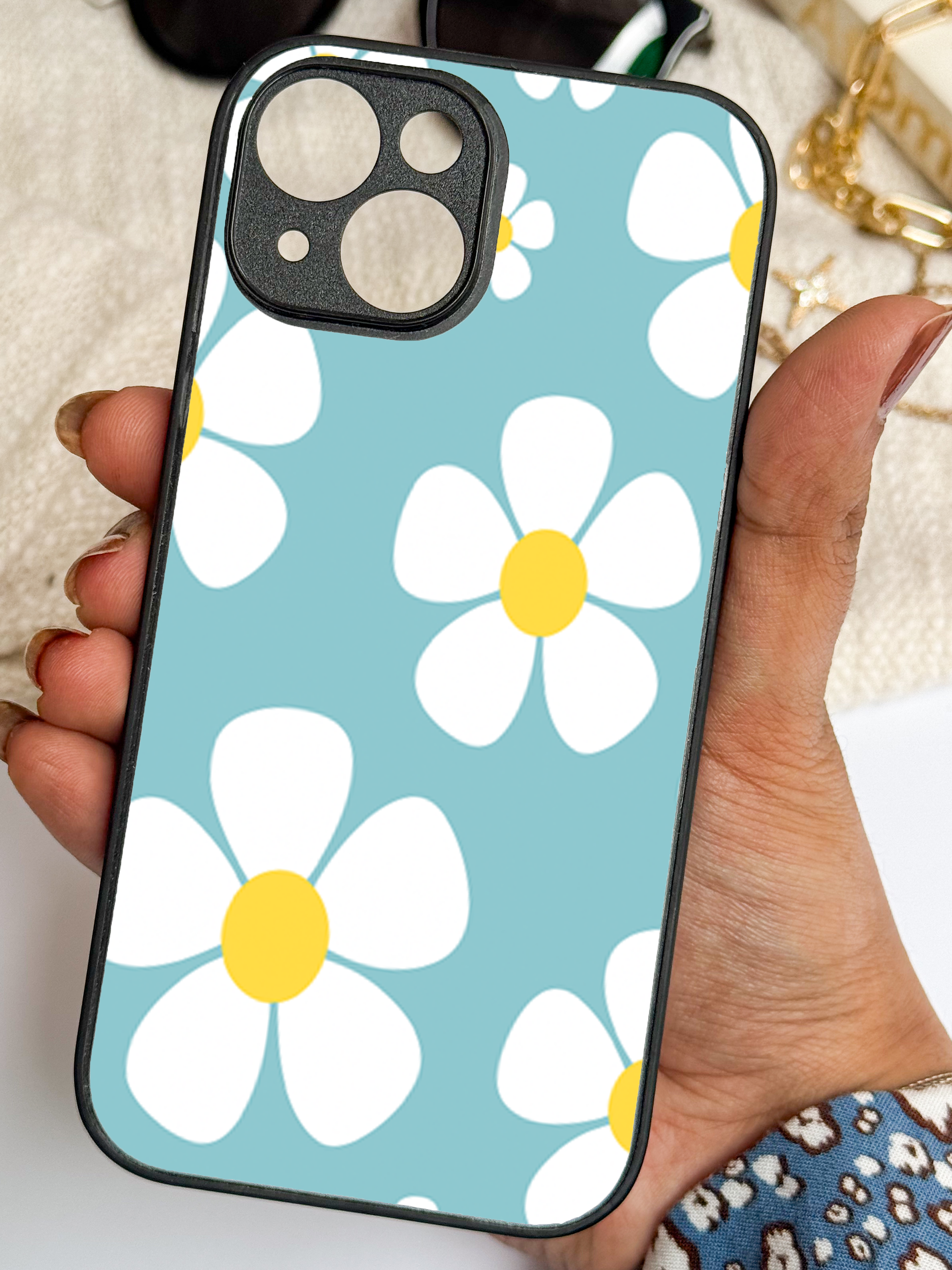 Fresh Bloom Printed Glass Back iPhone Covers (11–16) Series | Cute Design