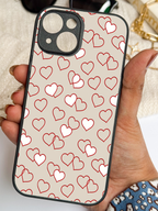 Simple Hearts Printed Glass Back iPhone Covers (11–16) Series | Aesthetic Designs
