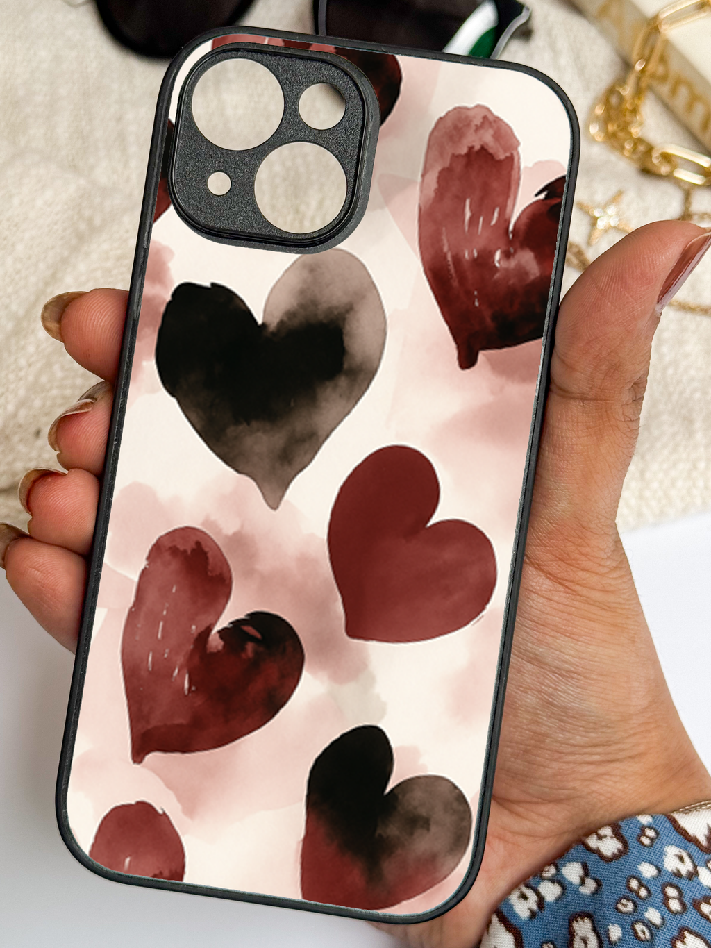 Crimson Love Printed Glass Back iPhone Covers (11–16) Series | Aesthetic Designs