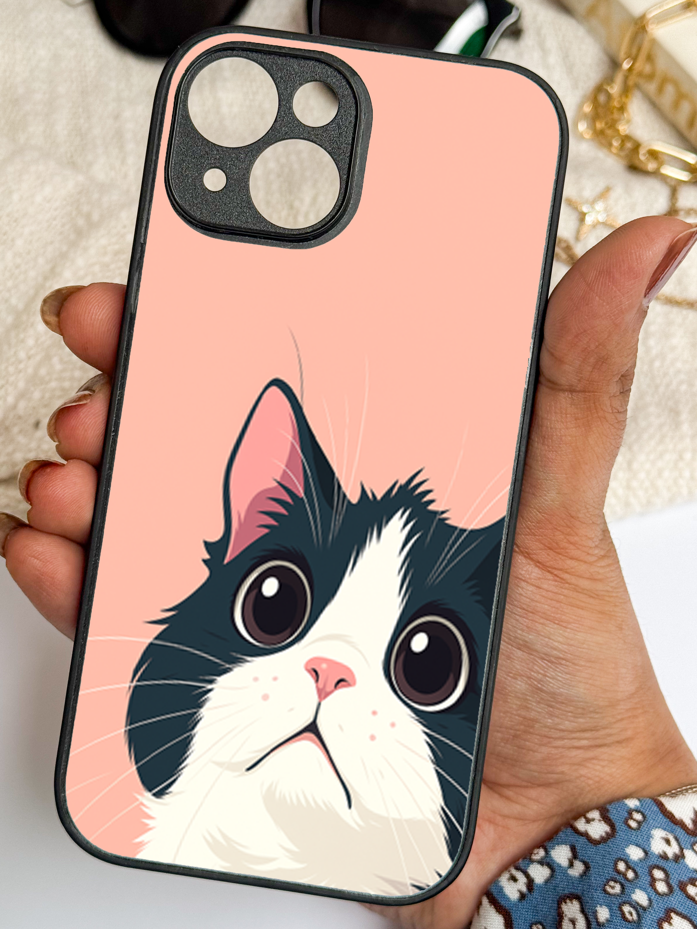 Whisker Love Printed Glass Back iPhone Covers (11–16) Series | Cute Design