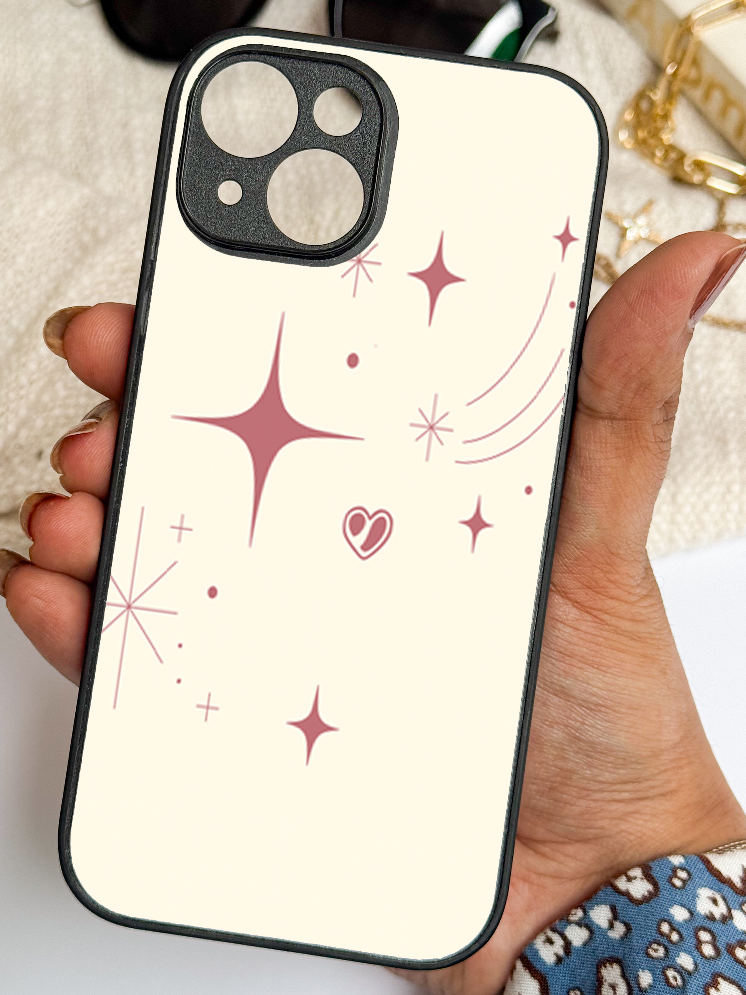 Starry Bliss Printed Glass Back iPhone Covers (11–16) Series | Aesthetic Designs