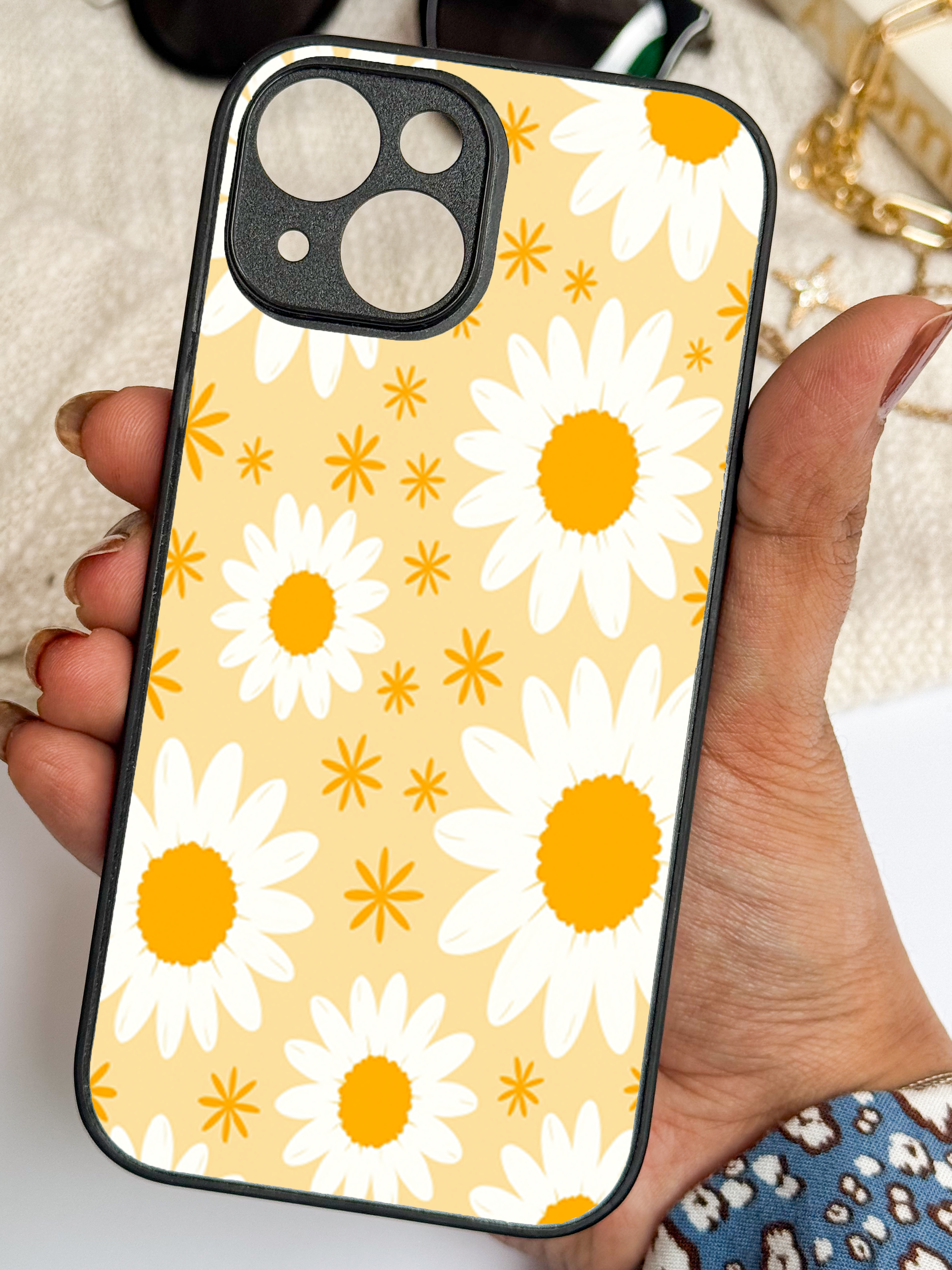 Floral Bliss Printed Glass Back iPhone Covers (11–16) Series | Cute Design