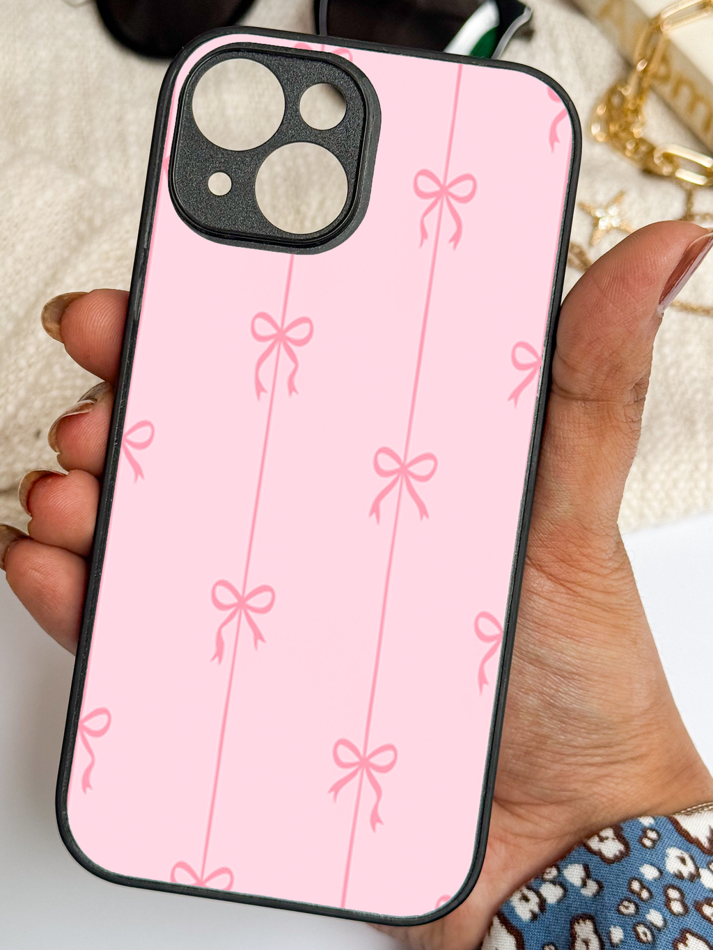 Pretty in Pink Printed Glass Back iPhone Covers (11–16) Series |Cute Design