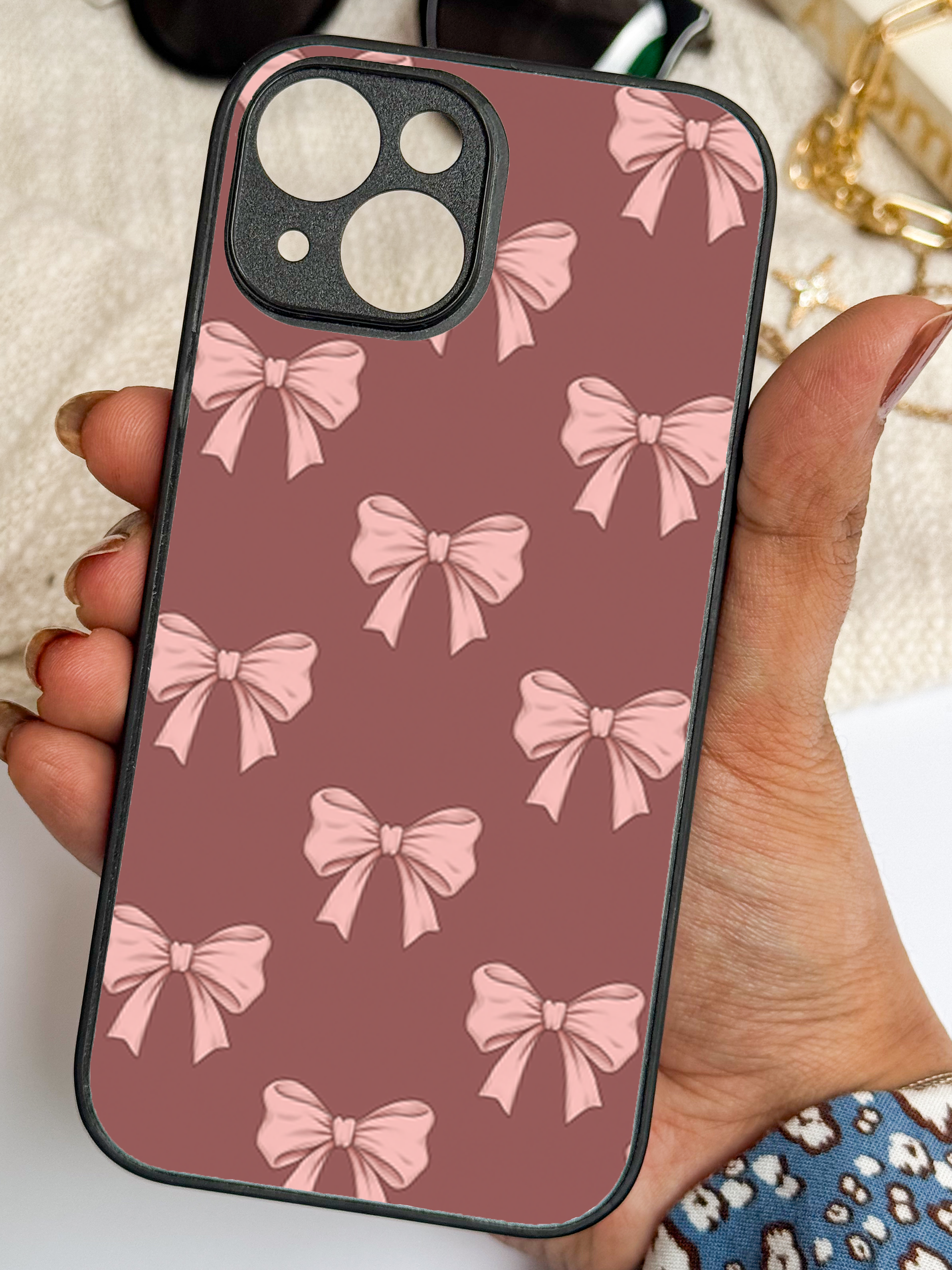 Girly Grace Printed Glass Back iPhone Covers (11–16) Series | Cute Designs