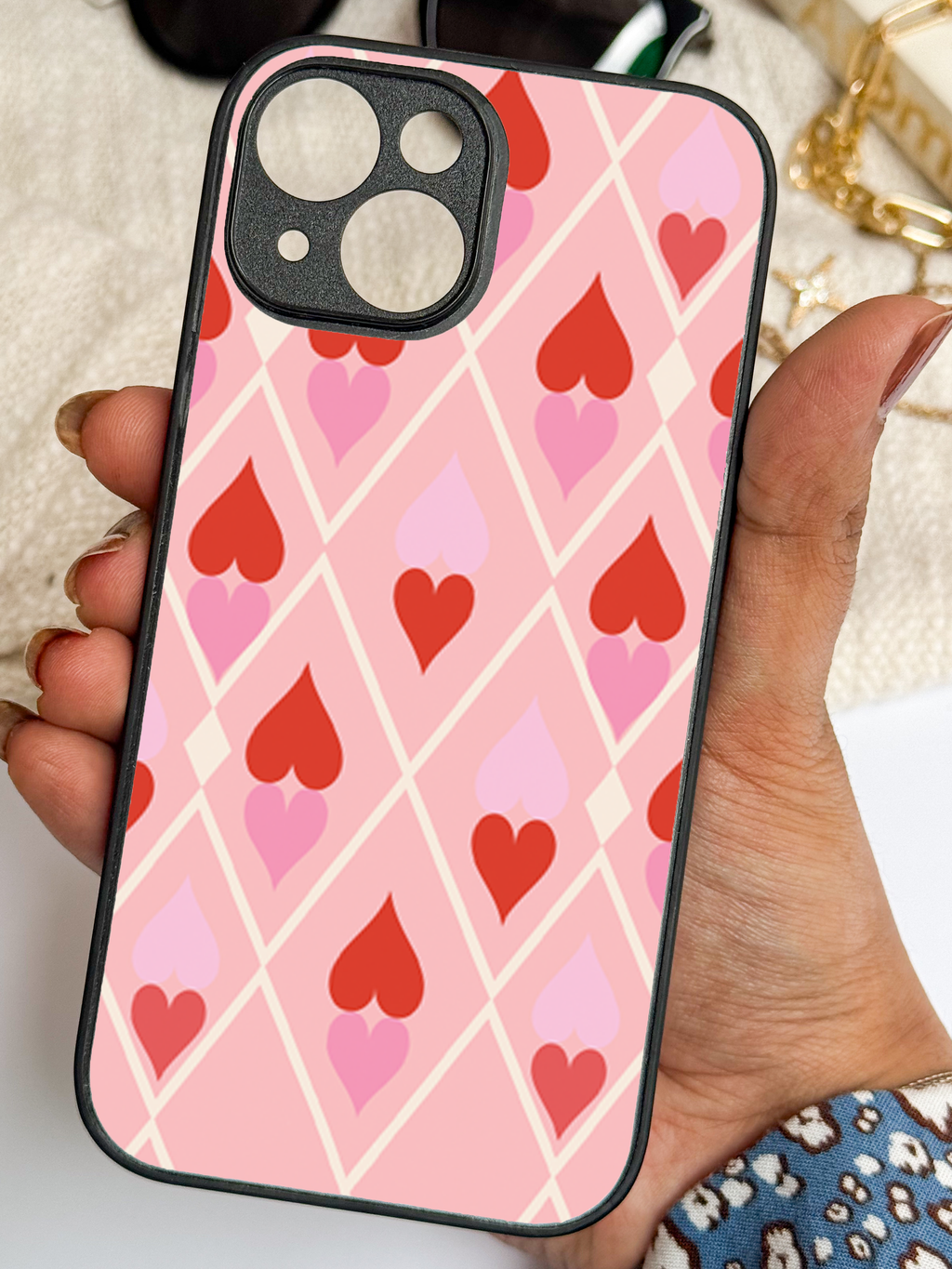 Argyle Love Printed Glass Back iPhone Covers (11–16) Series | Aesthetic Designs
