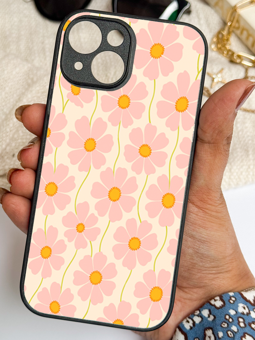 Blossom Glow Printed Glass Back iPhone Covers (11–16) Series | Aesthetic Design