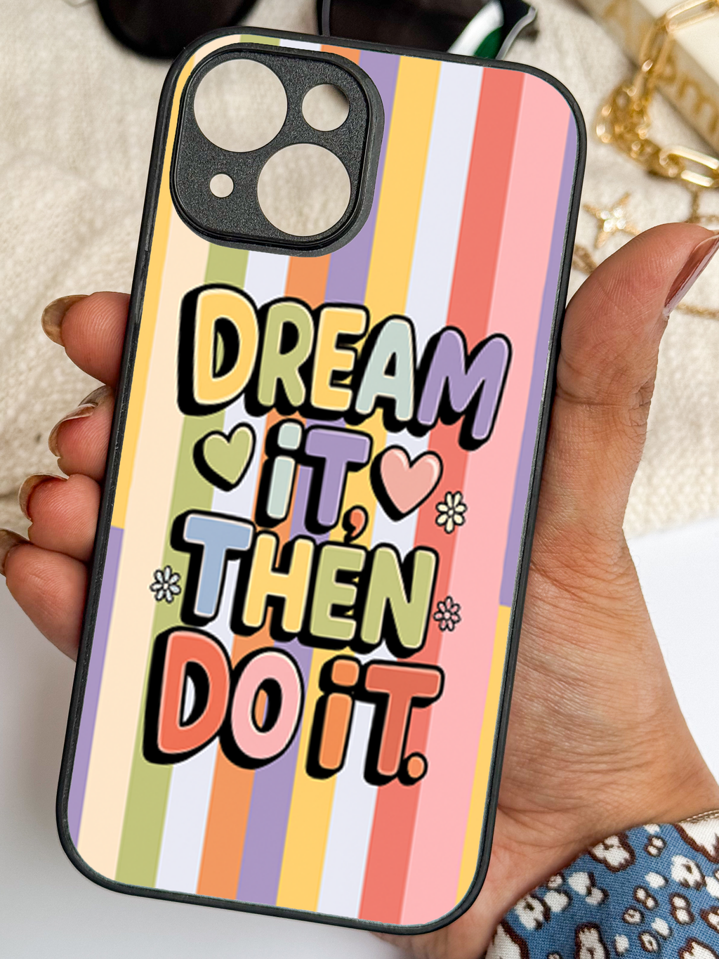 Dream & Do Printed Glass Back iPhone Covers (11–16) Series | Cute Designs