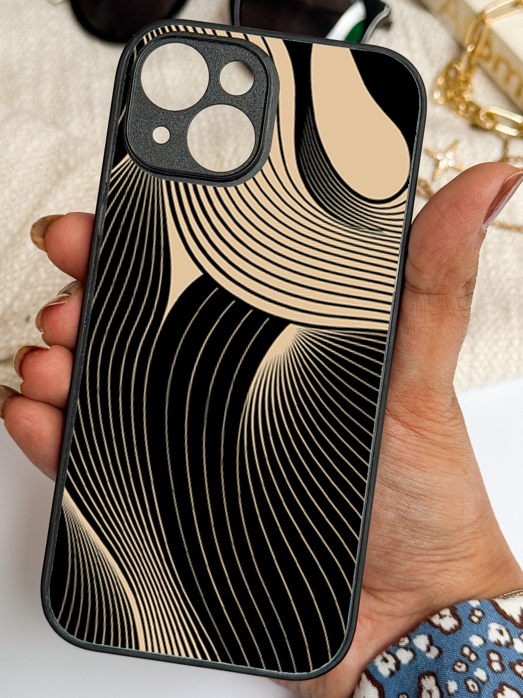 Heart Sprinkle Printed Glass Back iPhone Covers (11–16) Series | Aesthetic Designs