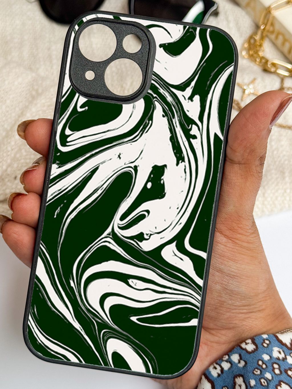 Dark Waves Printed Glass Back iPhone Covers (11–16) Series | Aesthetic Design