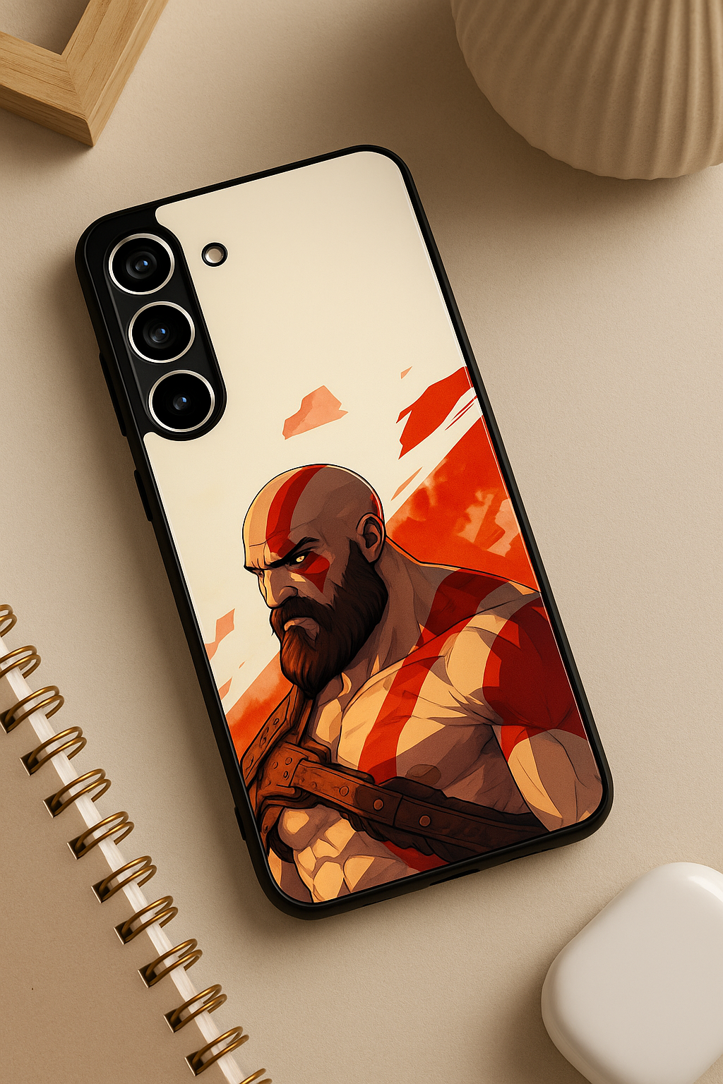 I am Kratos Premium Glass Back Cover For Samsung Galaxy S, A, M & F Series