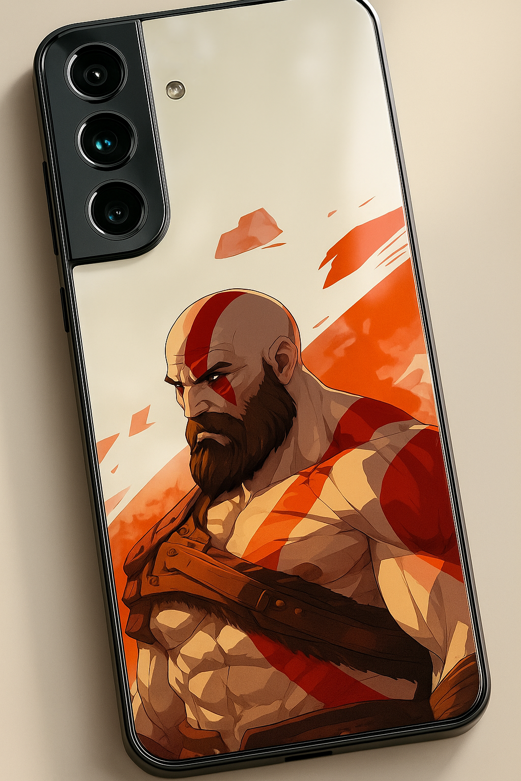 I am Kratos Premium Glass Back Cover For Samsung Galaxy S, A, M & F Series