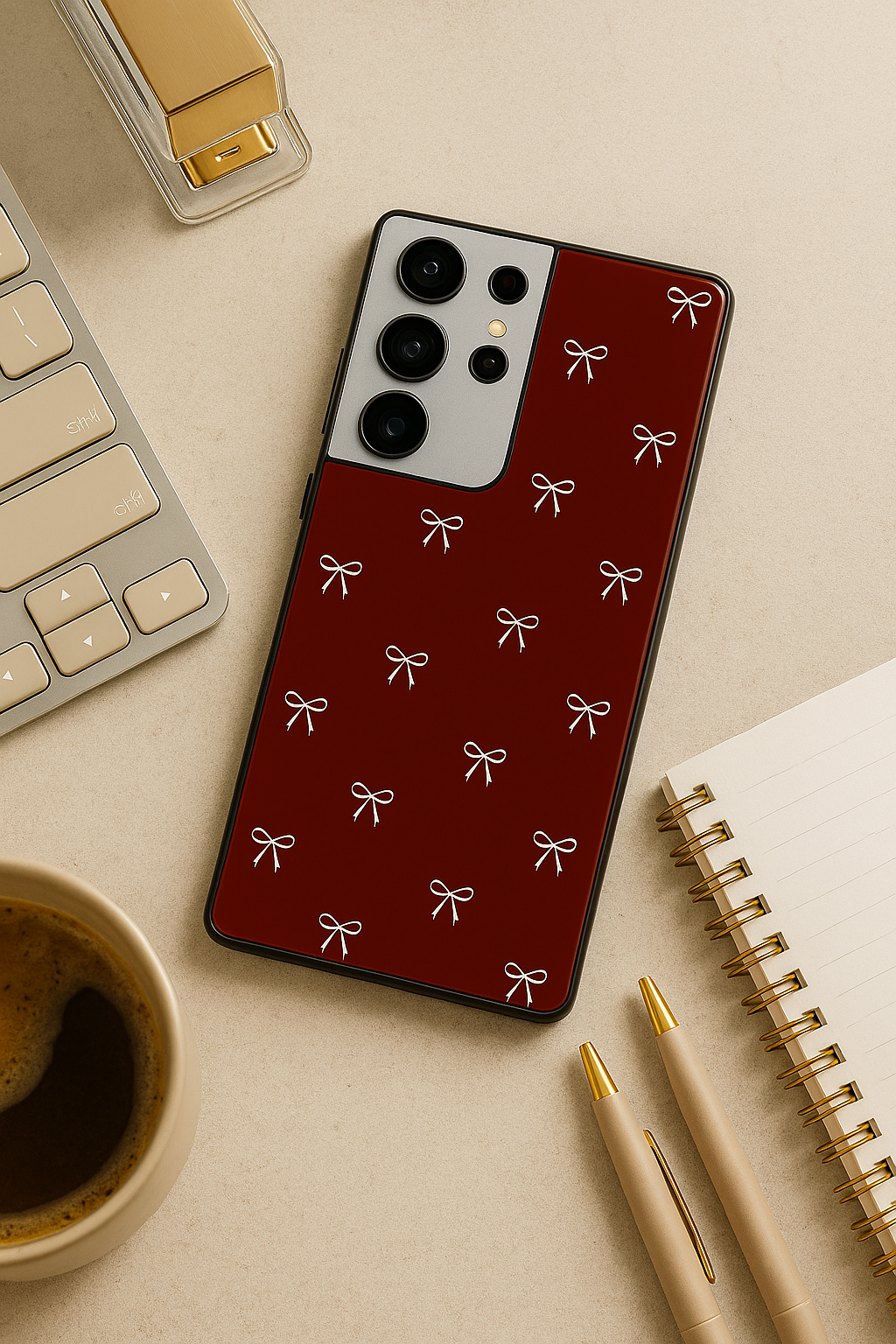 Scarlet Charm Bows Premium Glass Back Cover For Samsung Galaxy S, A, M & F Series