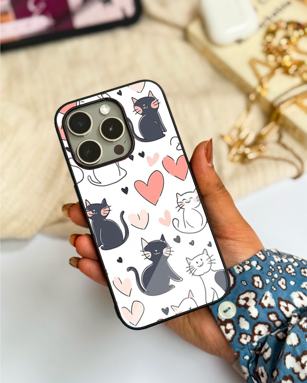 Meowgical Hearts iPhone Covers (11–16) Series | Cute Design